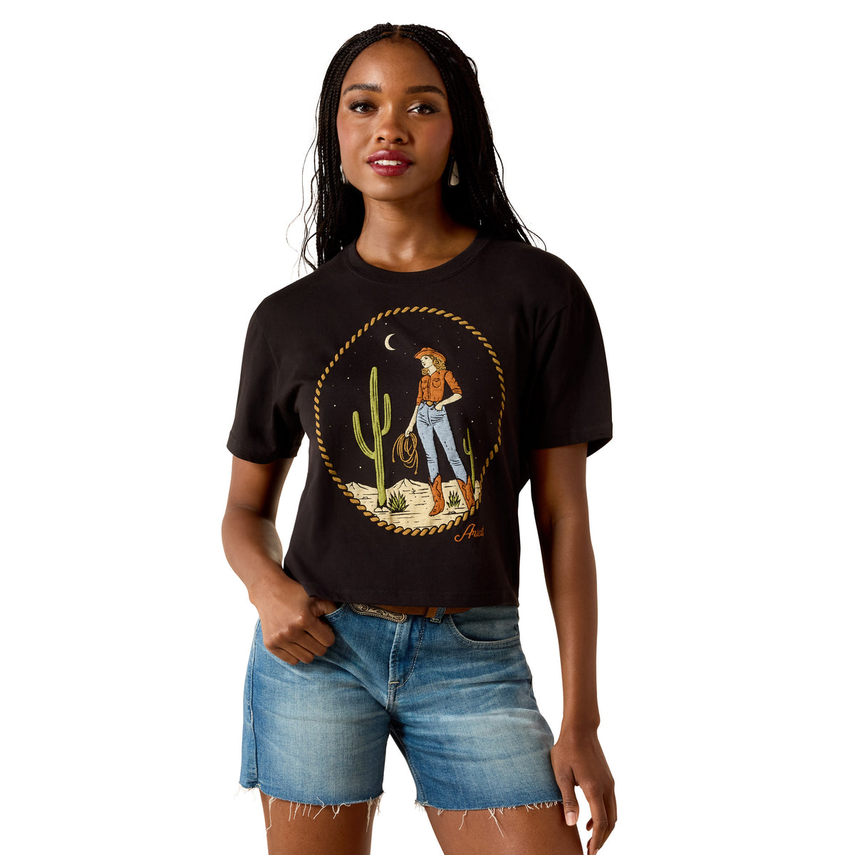 Ariat Womens Night Sky Cowgirl S/S Tee (10071666) Black