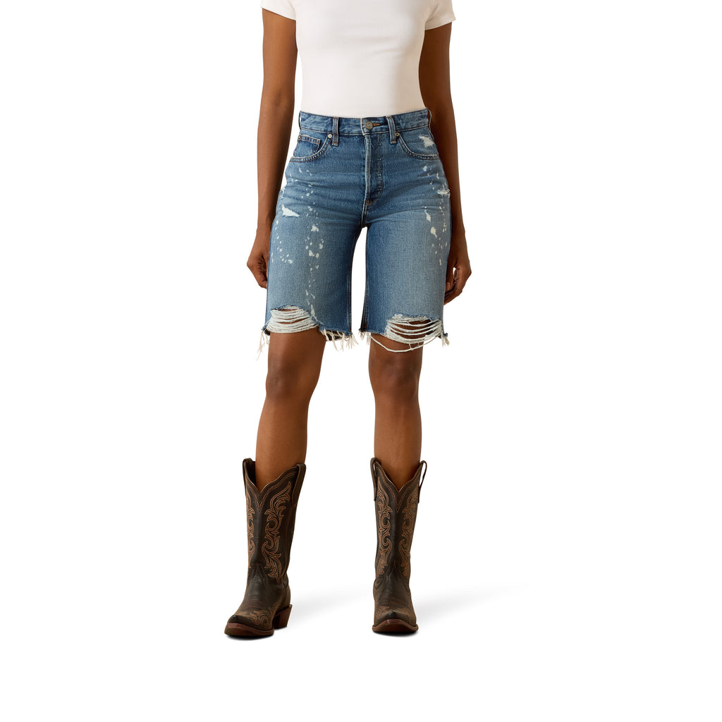 Ariat Womens Ultra High Rise Relaxed Tomboy 10" Denim Shorts (10074783) Calistoga