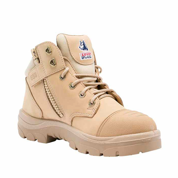 Steel Blue Mens Parkes Zip Safety Boots with Scuff Cap (312658) Sand 5