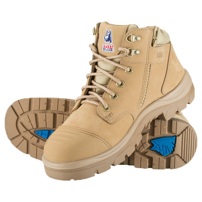 Steel Blue Mens Parkes Zip Safety Boots with Scuff Cap (312658) Sand 8.5
