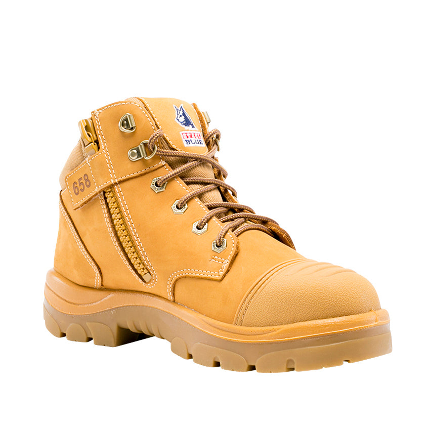 Steel Blue Mens Parkes Zip Safety Boots with Scuff Cap (312658) Wheat 13