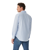 R.M.Williams Mens Sommers Poplin Stripe L/S Shirt (SH200PM01) White Blue