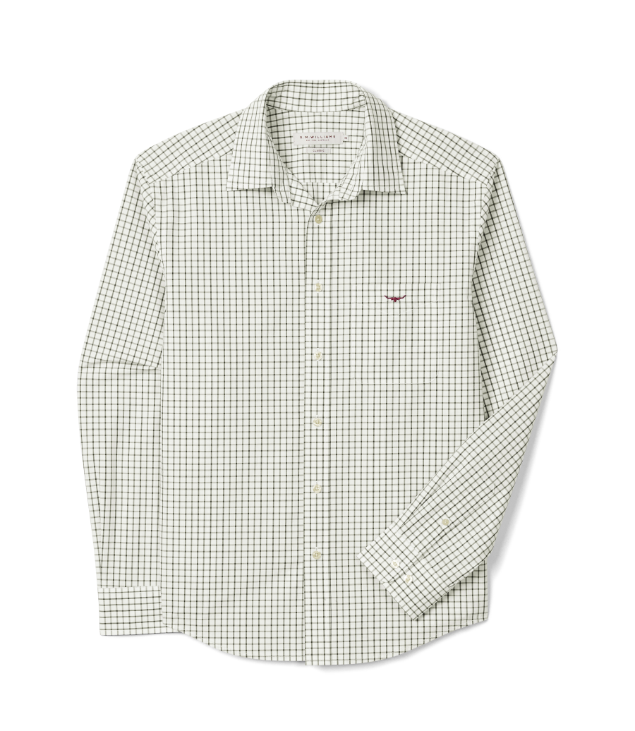 R.M.Williams Mens Newland Poplin Check L/S Shirt (SHF01PS01) Moss