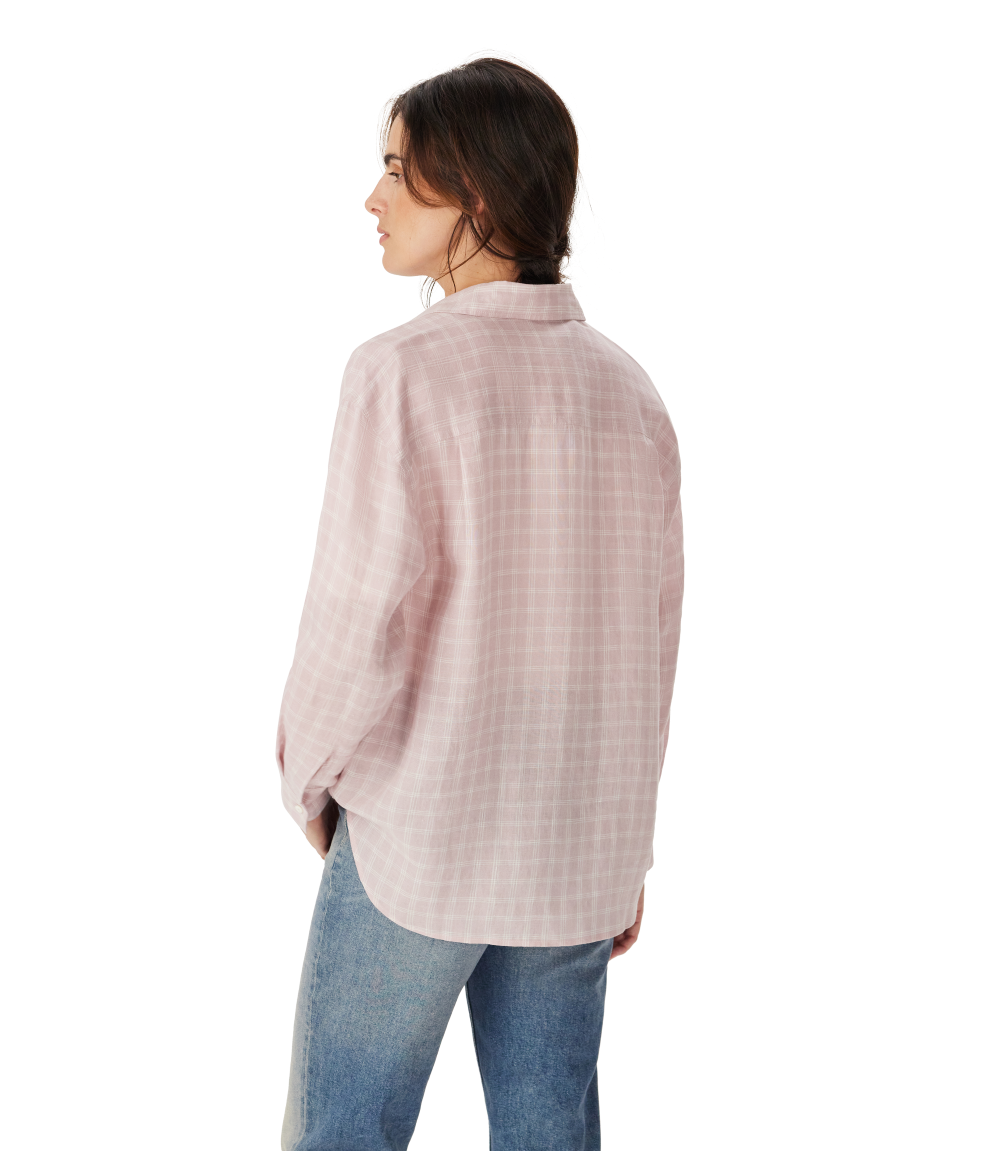 R.M.Williams Womens Hopeland Linen Check L/S Shirt (SHX00LL02) Ice Pink