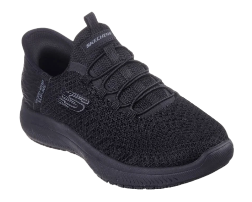 Skechers Womens Summits Slip Resistant Enslee Shoes (108144) Black/Black 7.5 [GD]