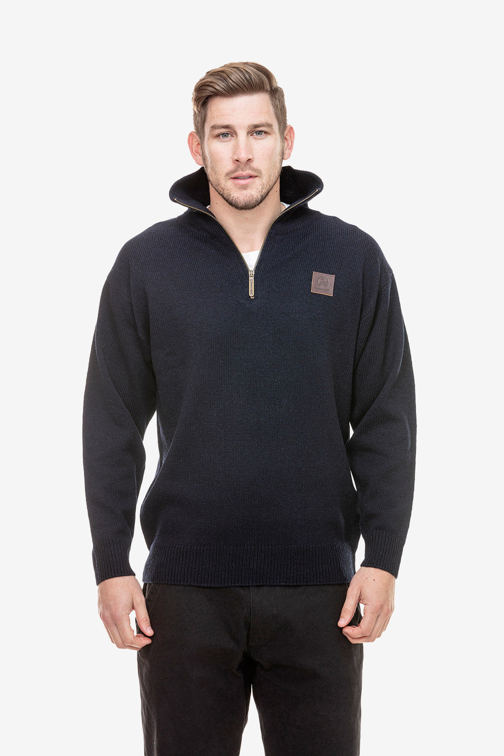 Swanndri Mens Mariner Zip Neck Sweater (SSD2446) Navy M