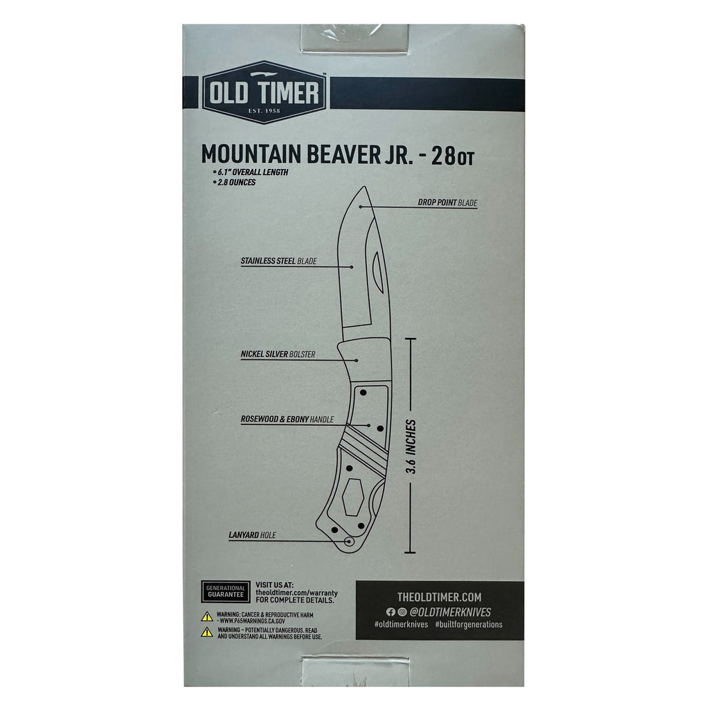 Schrade Mountain Beaver JR. - 28OT 65mm with Leather Pouch (3828OT)