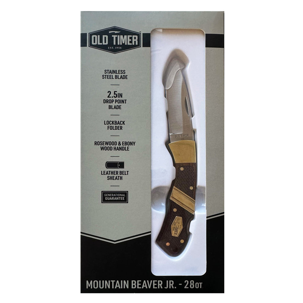 Schrade Mountain Beaver JR. - 28OT 65mm with Leather Pouch (3828OT)