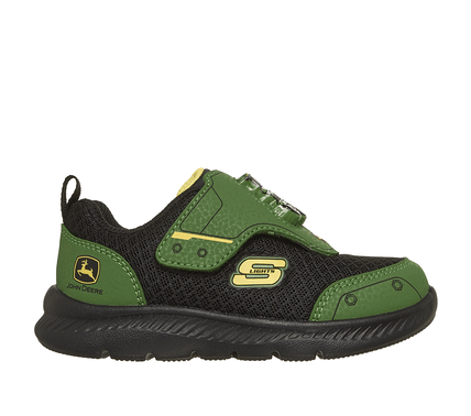 Skechers Toddlers John Deere Comfy Flex Shoes (407091N) Green/Black Flashing Lights