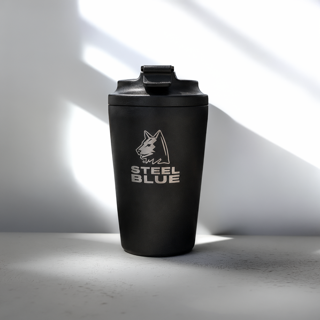 Steel Blue Kona Insulated Travel Mug (S404) Black | Gift with Purchase