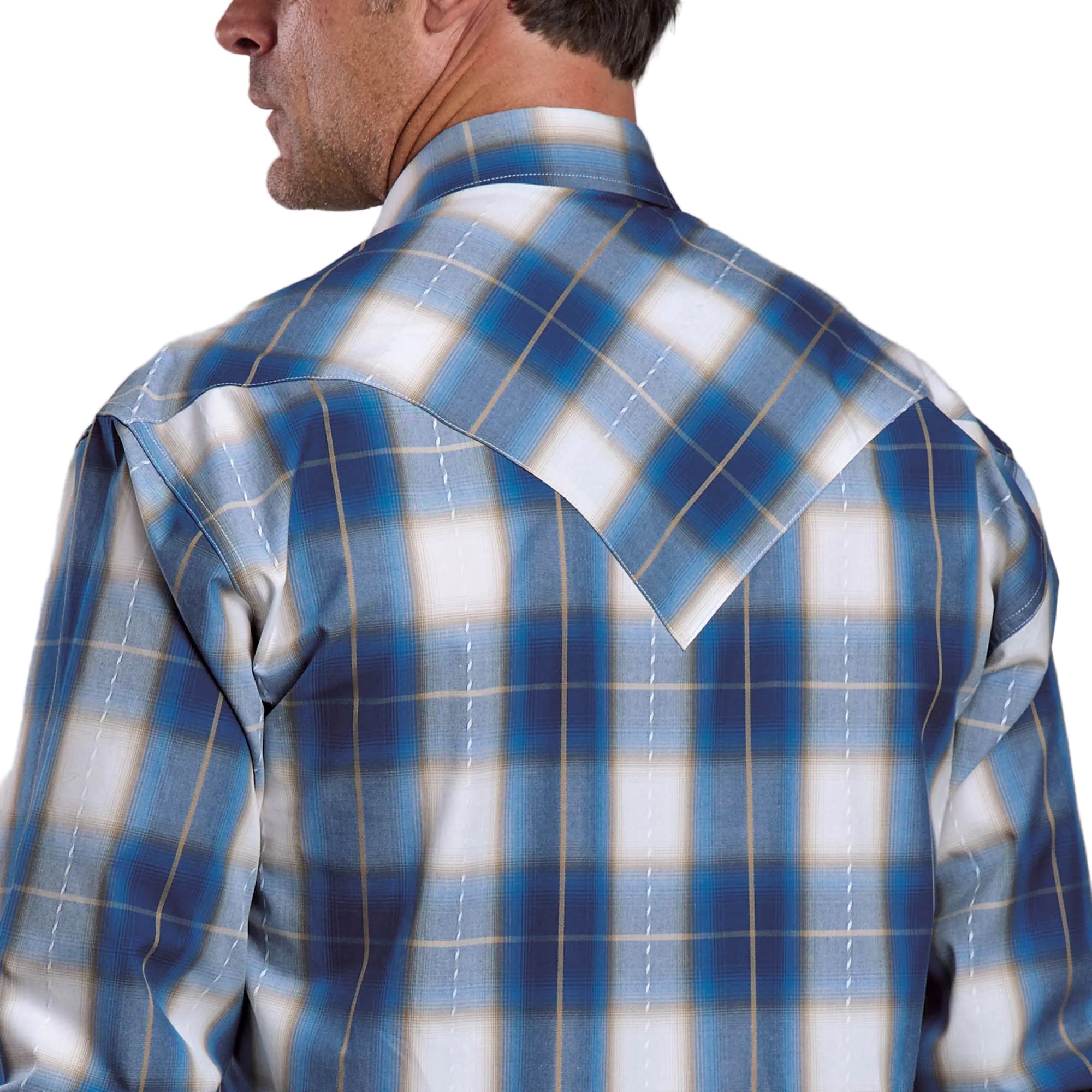Stetson Mens Collection L/S Shirt (01478010) Plaid Blue