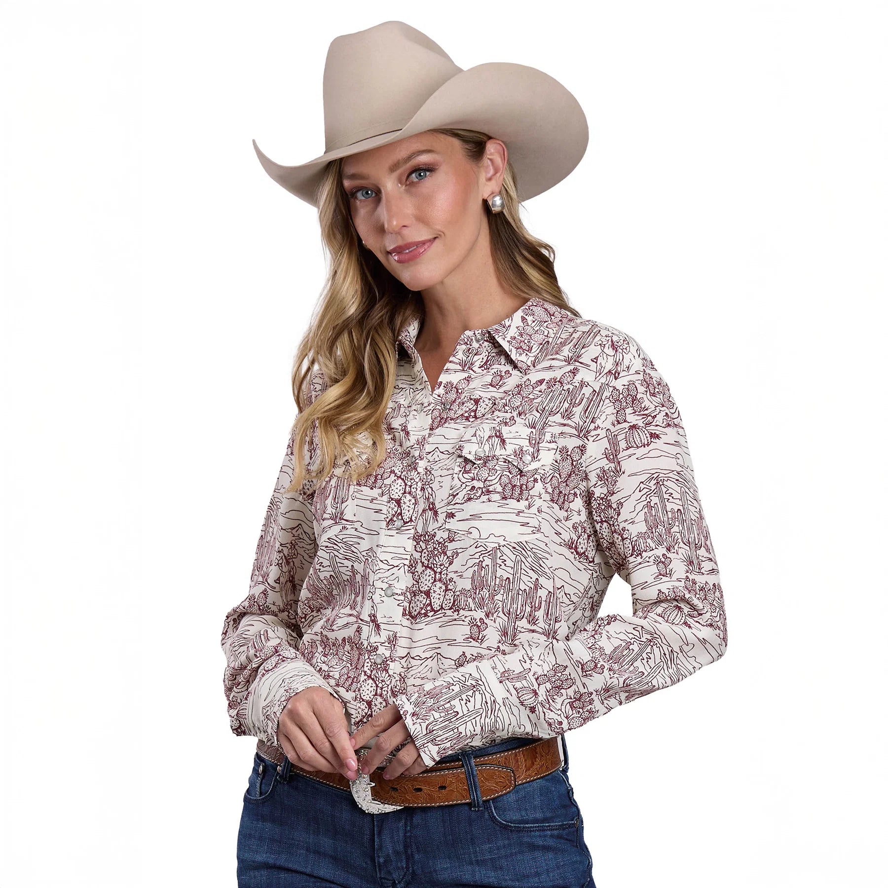 Stetson Womens Collection L/S Shirt (50590304) Print White