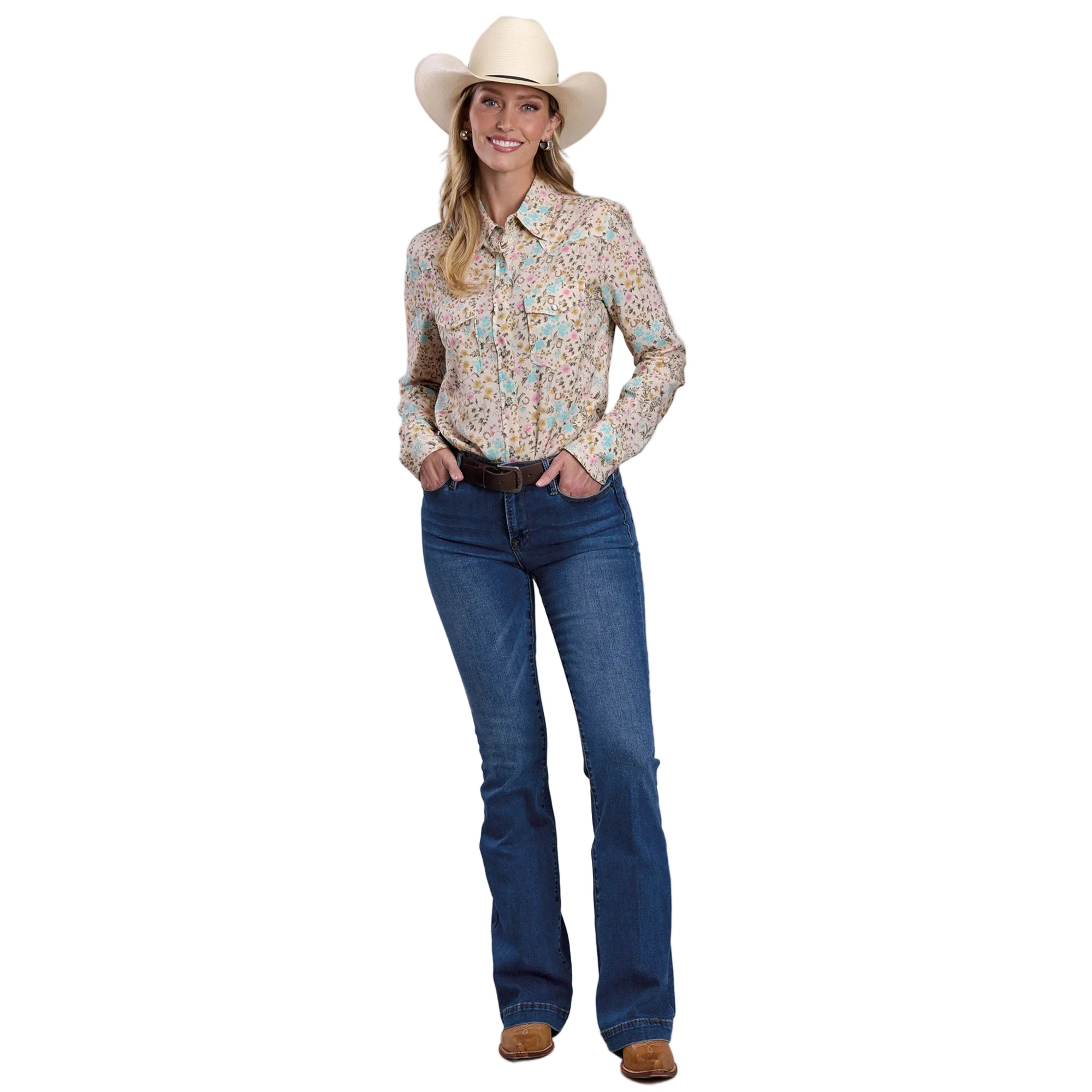 Stetson Womens Collection L/S Shirt (50590310) Print White