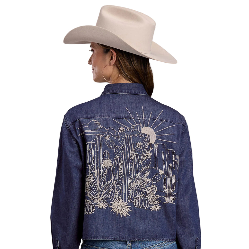 Stetson Womens Collection L/S Shirt (50594009) Solid Blue