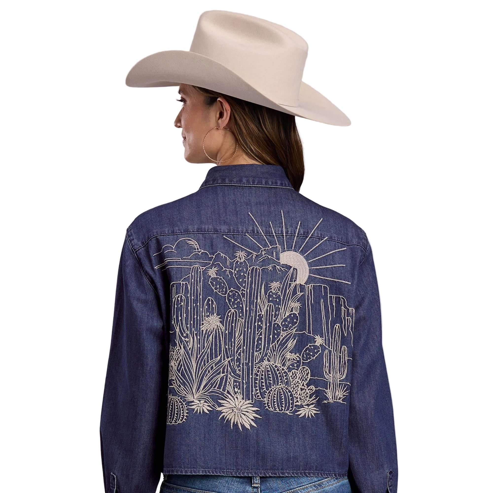 Stetson Womens Collection L/S Shirt (50594009) Solid Blue