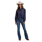 Stetson Womens Collection L/S Shirt (50594009) Solid Blue