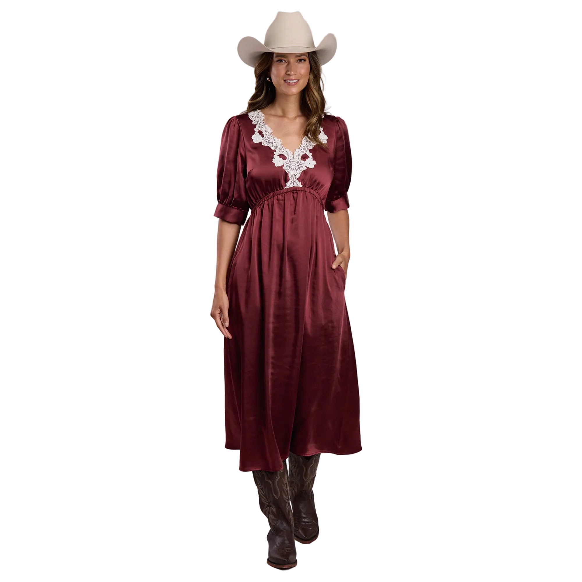 Stetson Womens Collection S/S Dress (57565006) Solid Brown