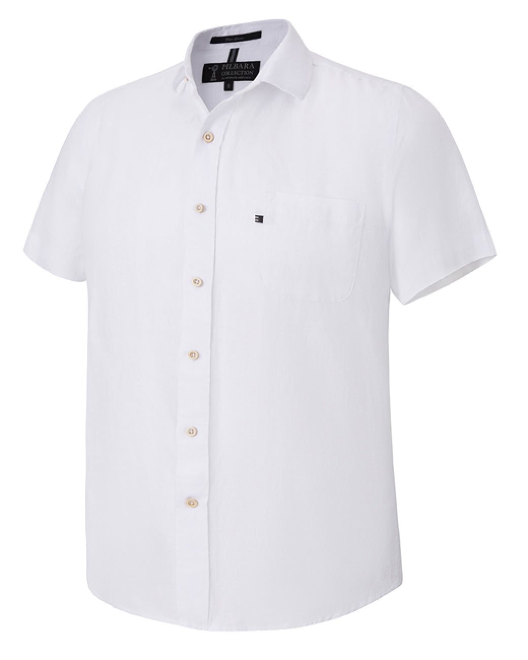 Ritemate Mens Pilbara Linen S/S Shirt (RMPC055S) White