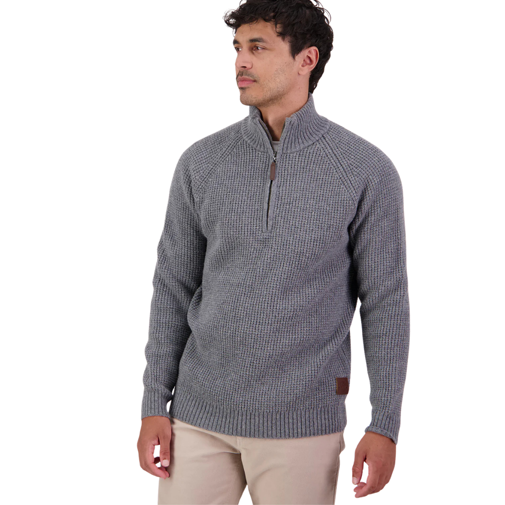 Swanndri Mens Chalky Island Waffle Jumper (SW225313M) Mid Grey Marle