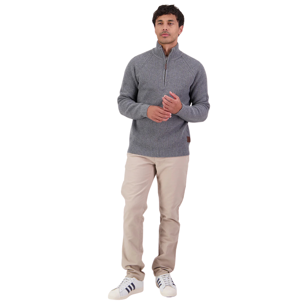 Swanndri Mens Chalky Island Waffle Jumper (SW225313M) Mid Grey Marle