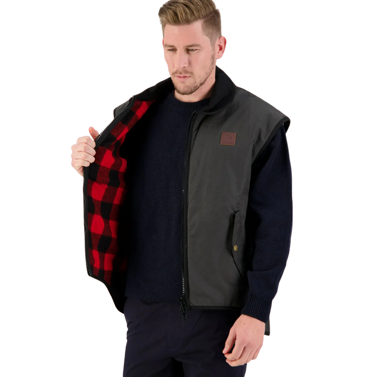 Swanndri Mens Foxton Wool Lined Vest (SSD0408W) Brown