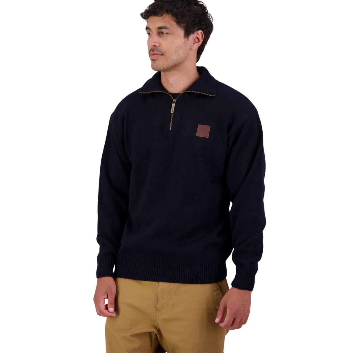 Swanndri Mens Mariner Zip Neck Sweater (SSD2446D) Navy