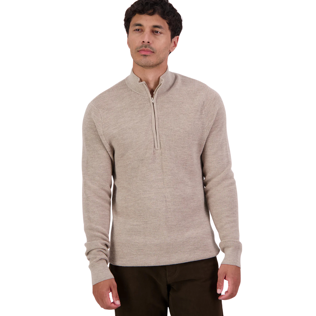 Swanndri Mens Otahu River V2 Quarter Zip Jumper (SW26575M) Biscotti Marle