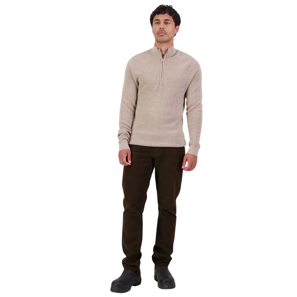 Swanndri Mens Otahu River V2 Quarter Zip Jumper (SW26575M) Biscotti Marle