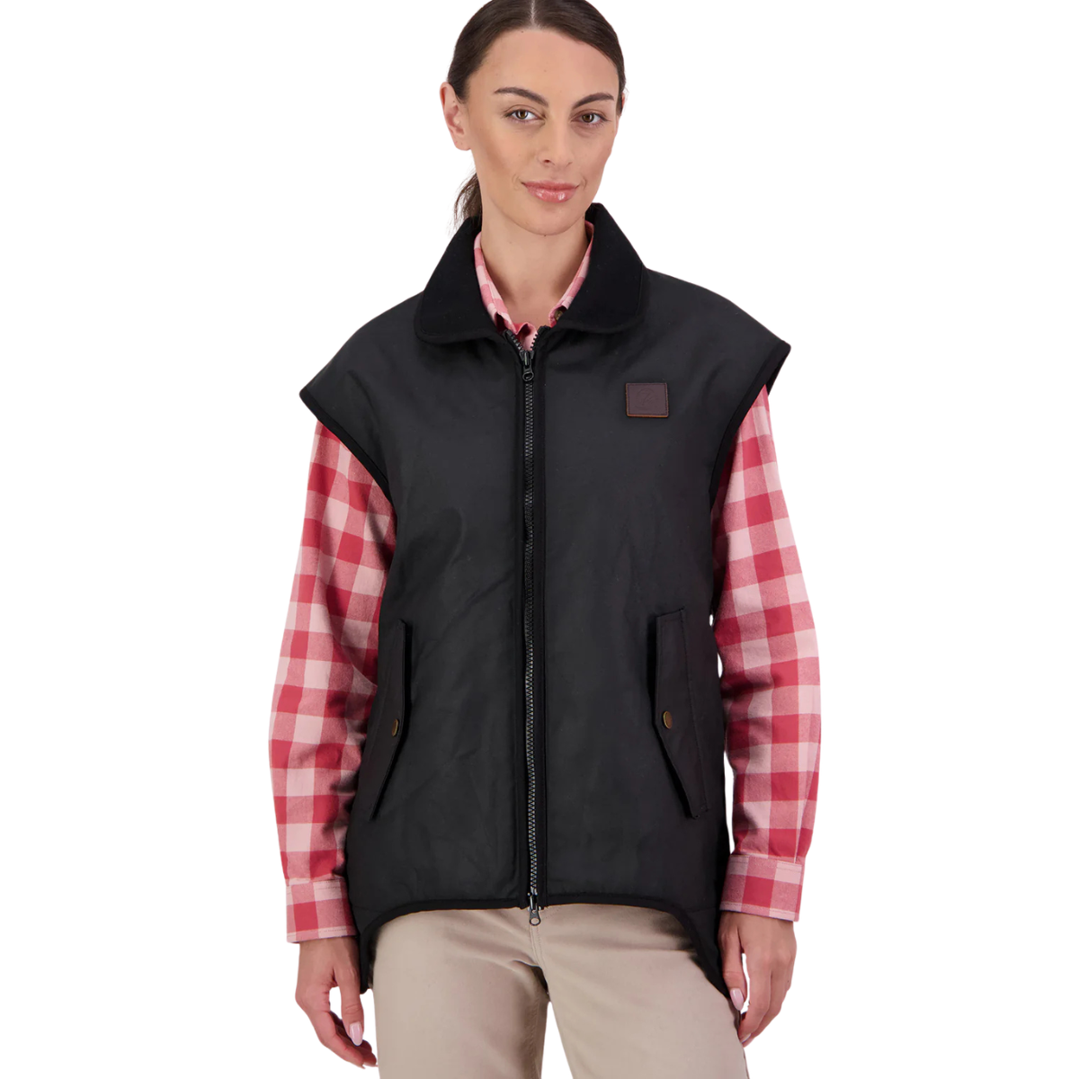 Swanndri Womens Foxton Oilskin Vest (SW2542052W) Black/Pink Salt