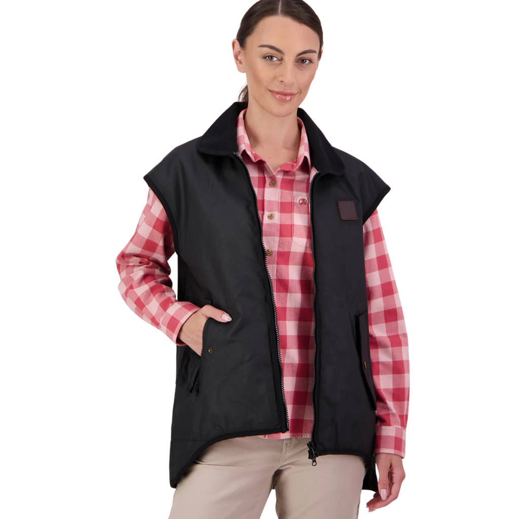 Swanndri Womens Foxton Oilskin Vest (SW2542052W) Black/Pink Salt