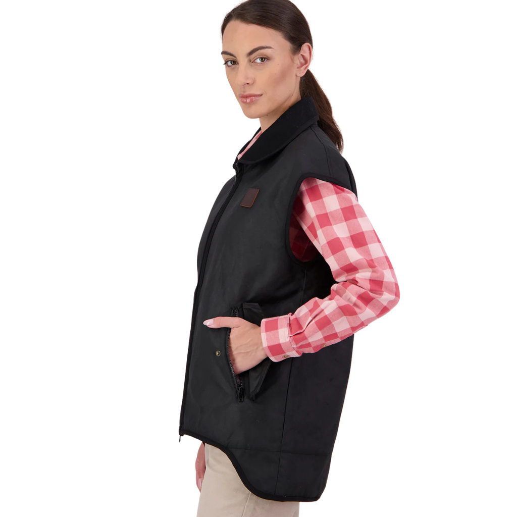 Swanndri Womens Foxton Oilskin Vest (SW2542052W) Black/Pink Salt