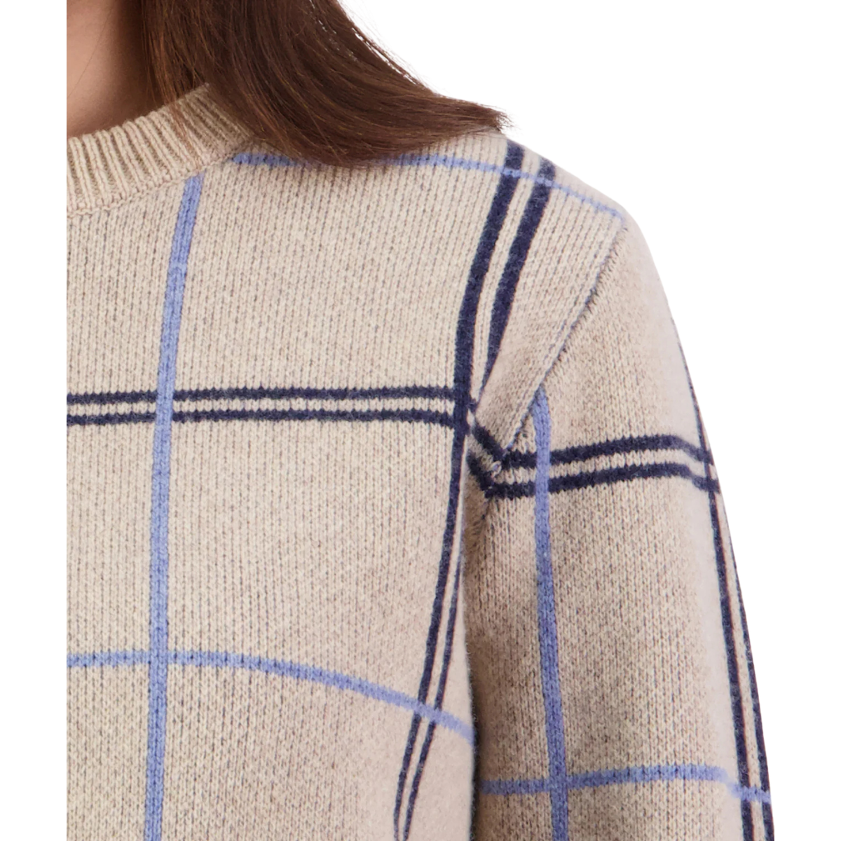 Swanndri Womens Yasmin Check Knit Jumper (SW26550W) Biscotti Check
