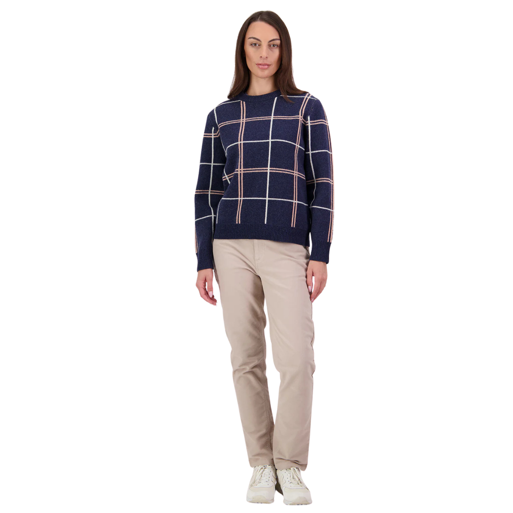 Swanndri Womens Yasmin Check Knit Jumper (SW26550W) Navy Check