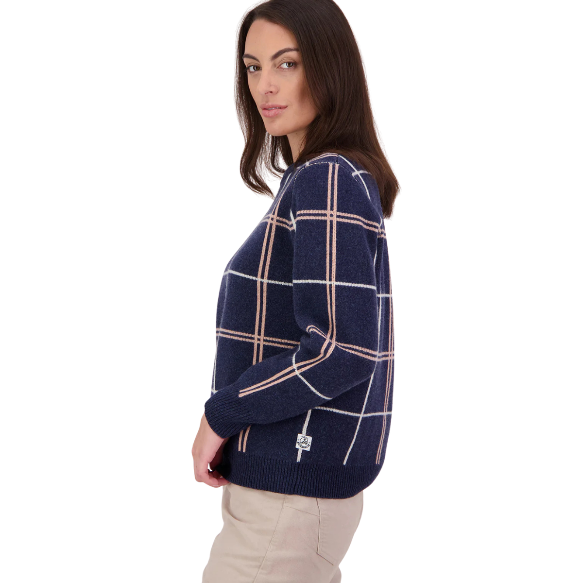 Swanndri Womens Yasmin Check Knit Jumper (SW26550W) Navy Check