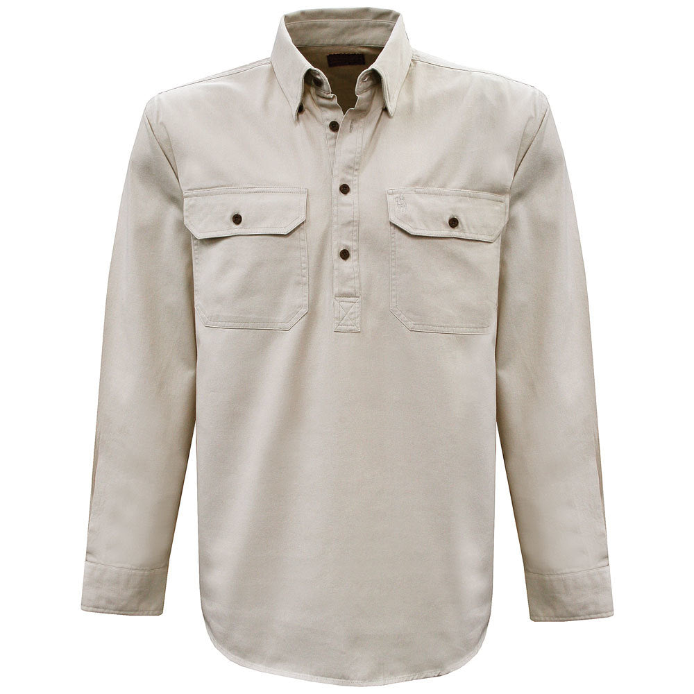 Thomas Cook Heavy Drill 1/2 Button L/S Shirt (TCP1120163) Bone XXS