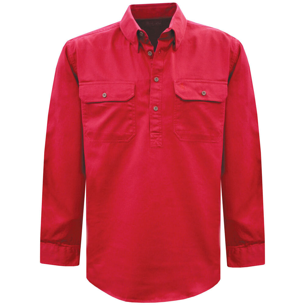 Thomas Cook Heavy Drill 1/2 Button L/S Shirt (TCP1120163) Tomato XXS