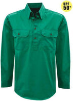 Thomas Cook Heavy Drill 1/2 Button L/S Shirt (TCP1120163) Bright Green XXS
