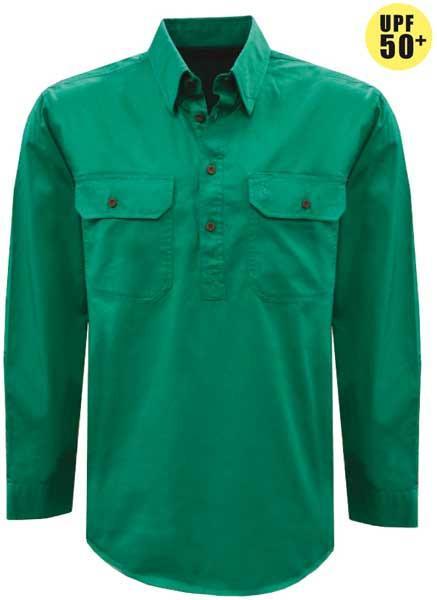Thomas Cook Heavy Drill 1/2 Button L/S Shirt (TCP1120163) Bright Green XXS