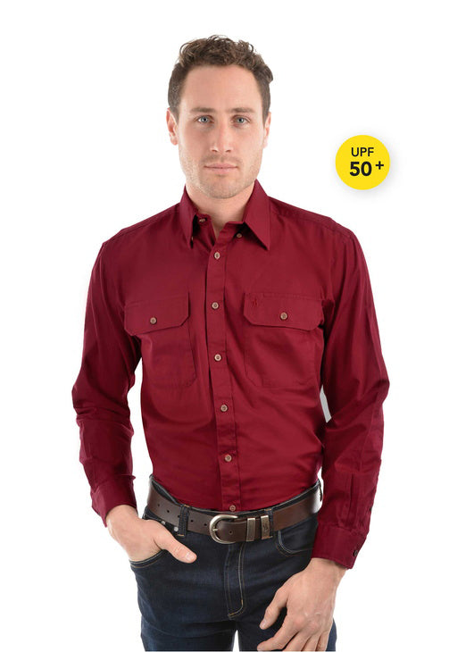 Thomas Cook Light Drill Full Button L/S Shirt (TCP1125005) Red XS