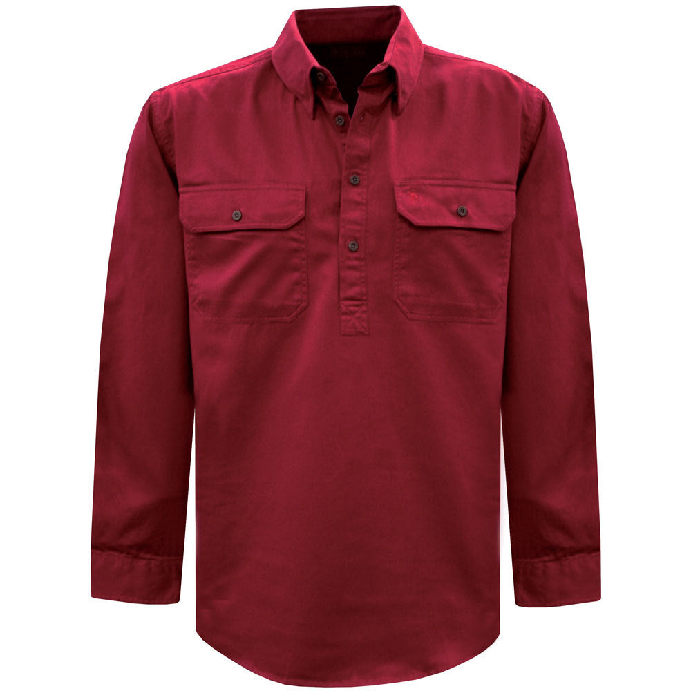 Thomas Cook Heavy Drill 1/2 Button L/S Shirt (TCP1120163) Red 4XL