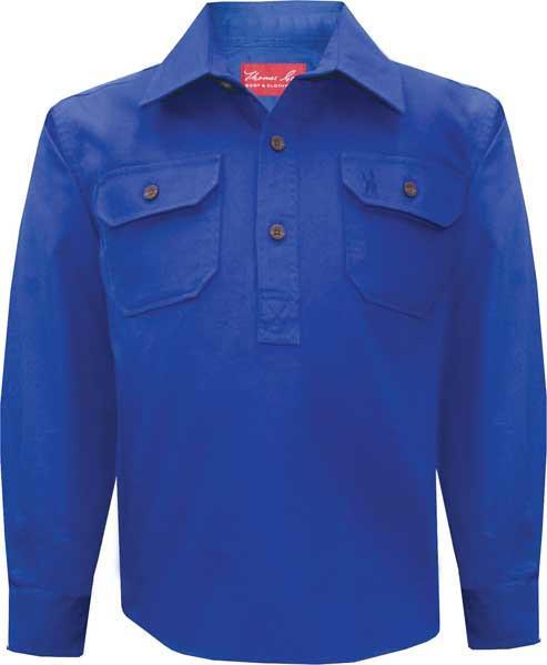 Thomas Cook Childrens Heavy Drill 1/2 Button L/S Shirt (TCP7100163) Cobalt 10