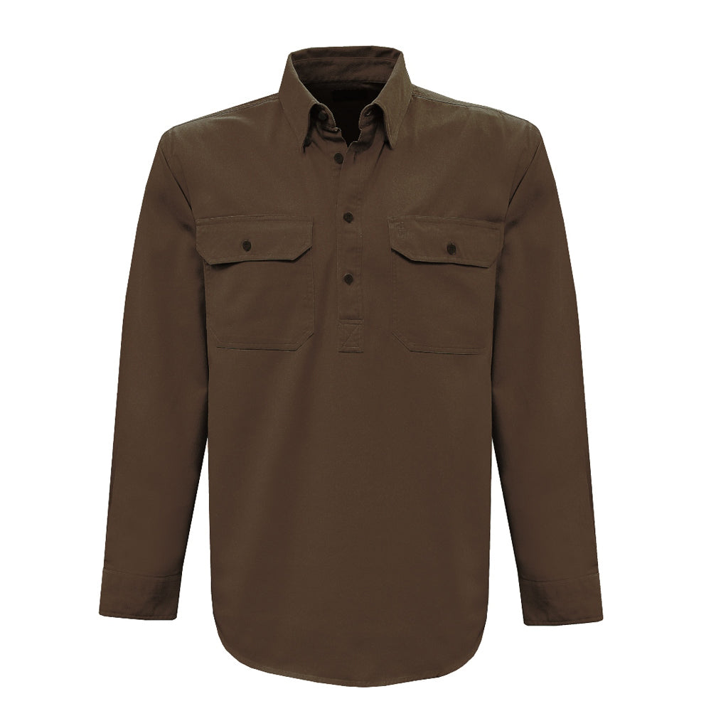 Thomas Cook Heavy Drill 1/2 Button L/S Shirt (TCP1120163) Khaki S