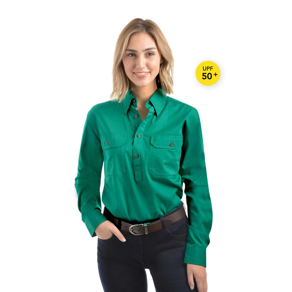 Thomas Cook Light Drill 1-2 Button LS Shirt (TCP1126005) Bright Green