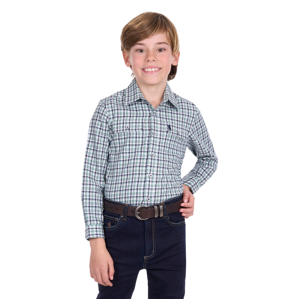 Thomas Cook Boys Edward L/S Shirt (T6W3140031) Navy/Green