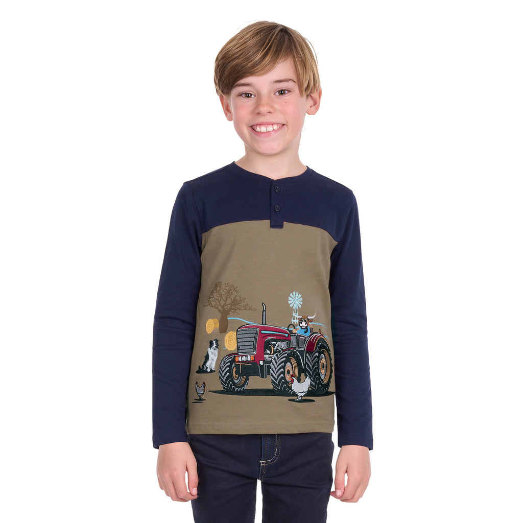 Thomas Cook Boys Karl Henley L/S Tee (T6W3517201) Navy/Tan