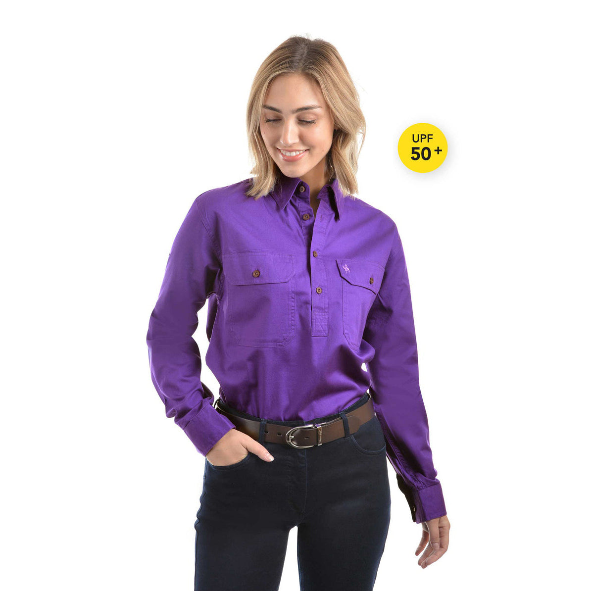 Thomas Cook Light Drill 1-2 Button LS Shirt (TCP1126005) Purple