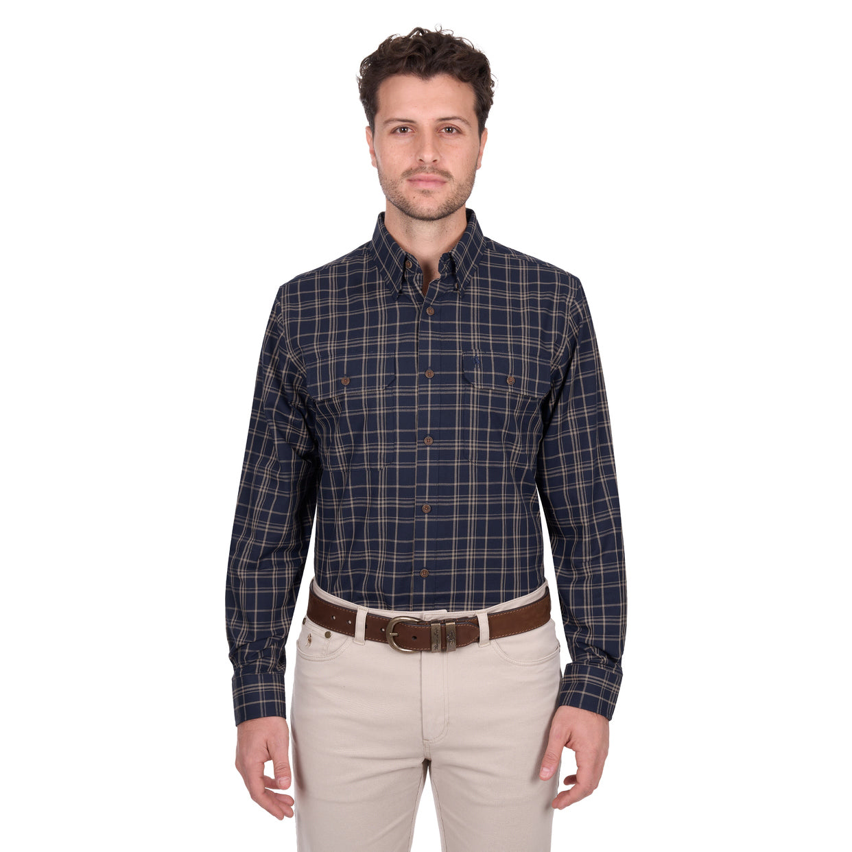 Thomas Cook Mens Adam L/S Shirt (T6W1115034) Navy/Tan