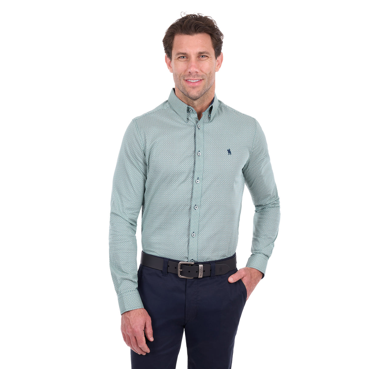 Thomas Cook Mens Arthur Tailored L/S Shirt (T6S1120047) Sage/Navy