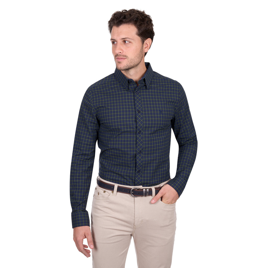 Thomas Cook Mens Charles Tailored L/S Shirt (T6W1121049) Navy/Green
