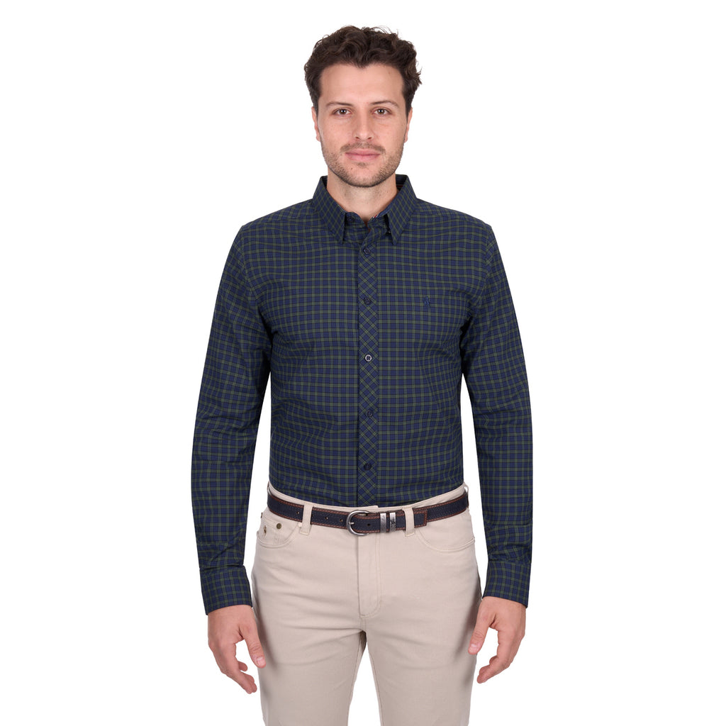Thomas Cook Mens Charles Tailored L/S Shirt (T6W1121049) Navy/Green